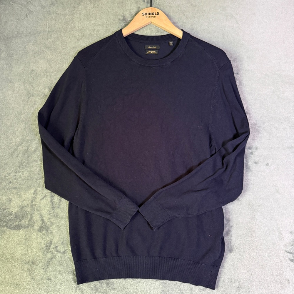 Porter & Ash Mens Crewneck Sweater Navy Blue Viscose Blend Size Large RN 86220